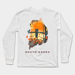 South Korea Map travel poster Long Sleeve T-Shirt